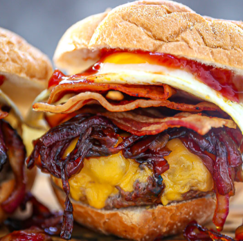 EGG TOPPED BACON CHEES BURGER